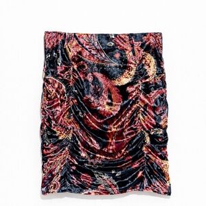 NWT Free People Gigi Velvet Mini Skirt Pink Combo Ruched Sz S